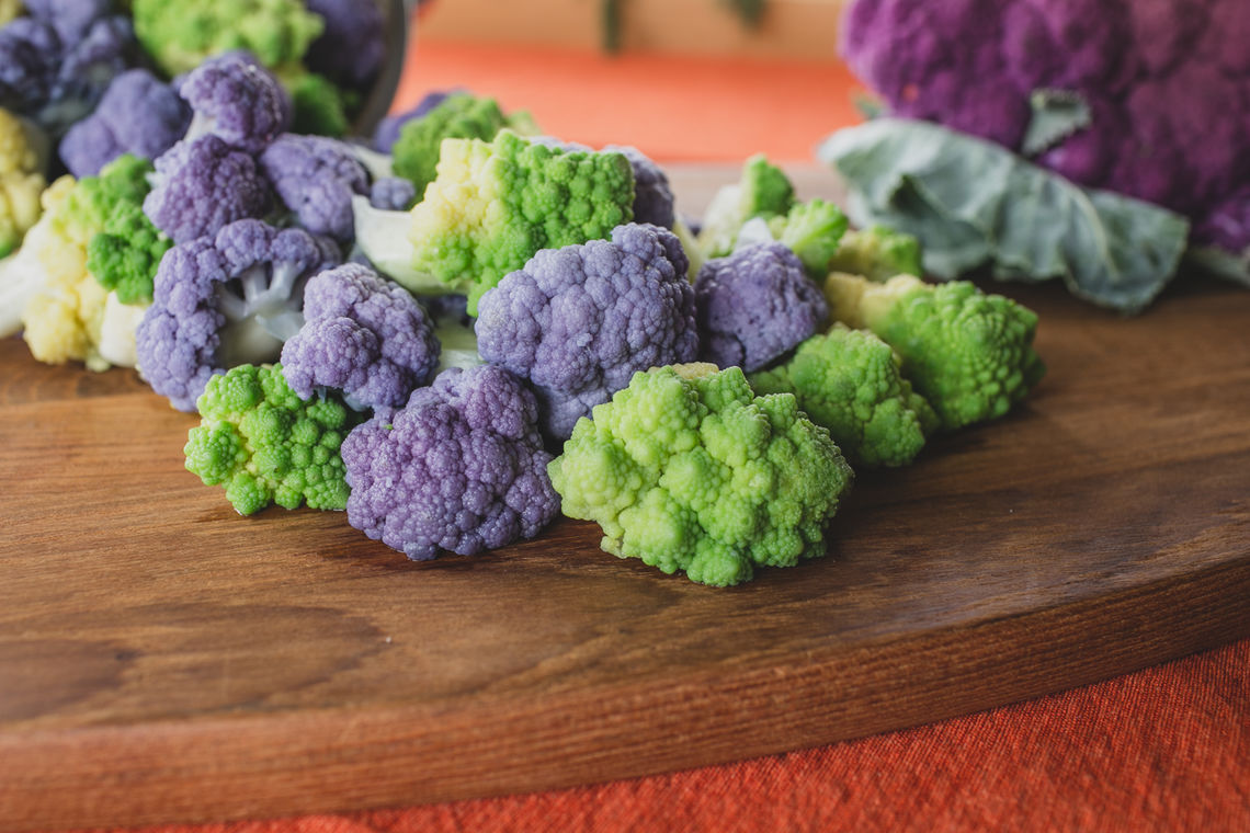 Romanesco and Purple Cauliflower