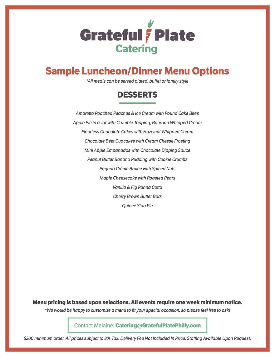 grateful plate catering menus luncheon dinner page 4 of 4