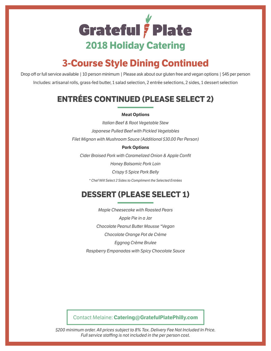 Holiday Catering Menu Page 7