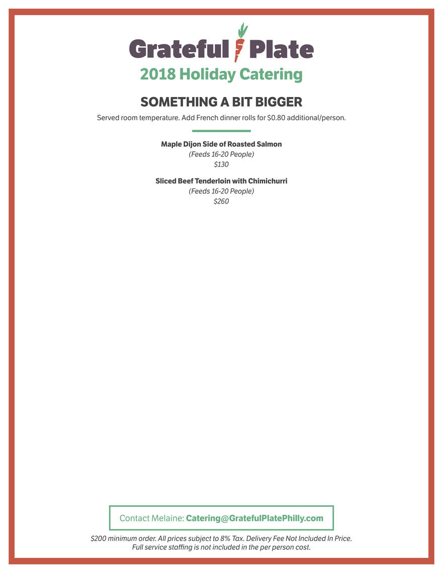 Holiday Catering Menu Page 2