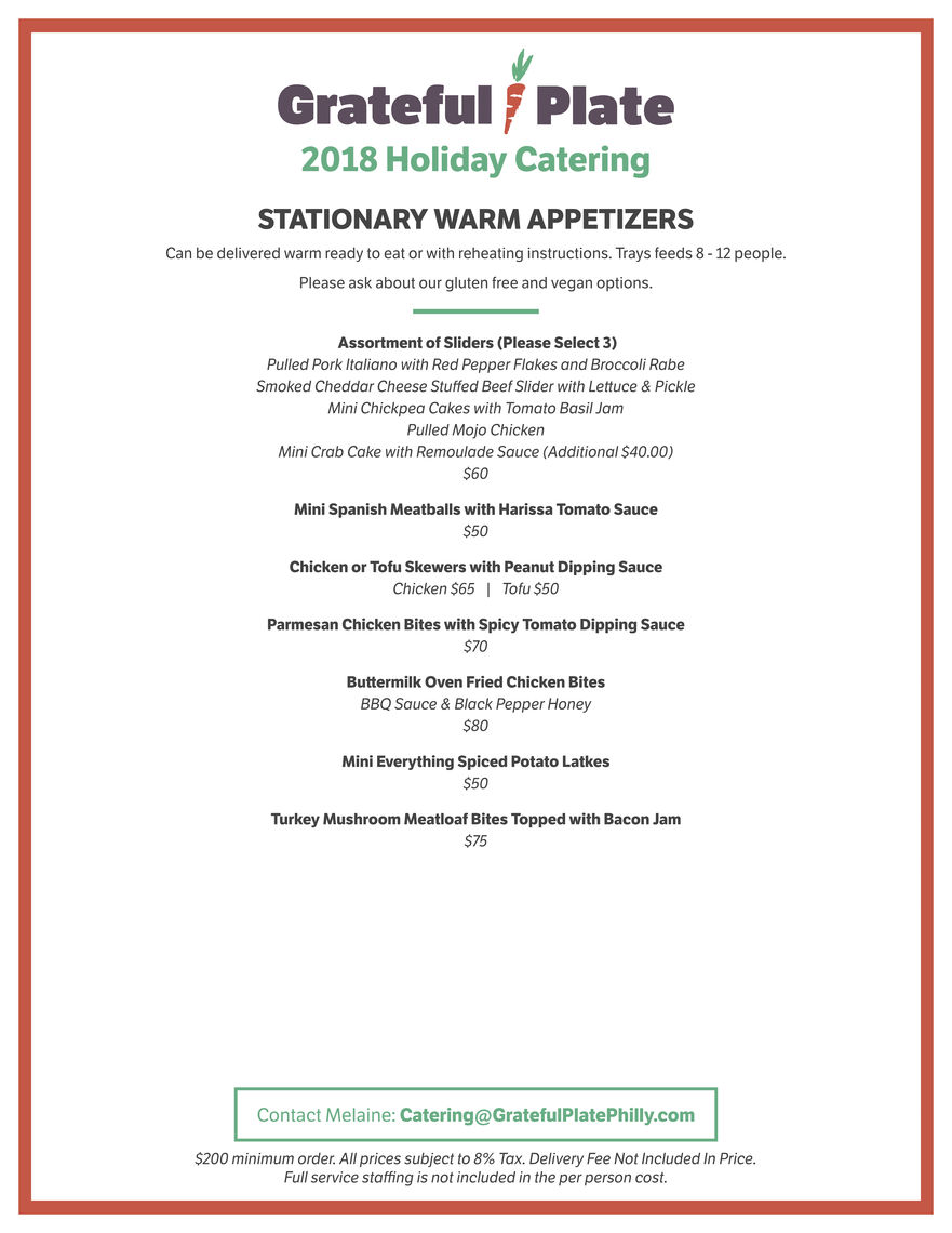 Holiday Catering Menu Page 3